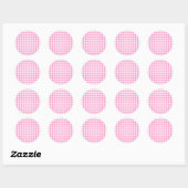 Pink Gingham Pattern Ronde Sticker (Vel)