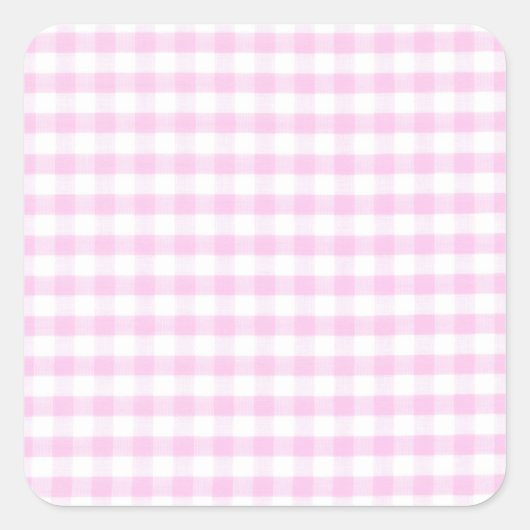 Pink Gingham Pattern Vierkante Sticker (Voorkant)