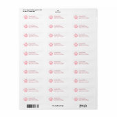 Pink Gingham Paw Print Retouradres Label (Full Sheet)