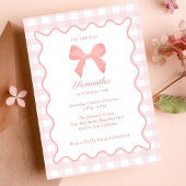 Pink Gingham Pink Bow Verjaardag Kaart