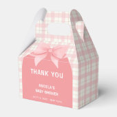 Pink Gingham Plaid Arch Bow Baby shower Bedankt Bedankdoosjes (Voorkant Zijde)