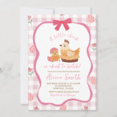 Pink Gingham Plaid Chick Baby Shower Invitation (Devant)