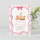 Pink Gingham Plaid Chick Baby Shower Invitation (Debout devant)