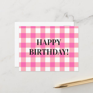 Pink Gingham Plaid Cottagecore Briefkaart