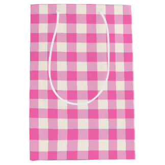 Pink Gingham Plaid Cottagecore Medium Cadeauzakje