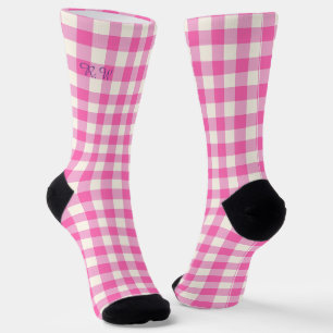 Pink Gingham Plaid Cottagecore Sokken