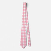 Pink Gingham Plaid Cottagecore Stropdas (Voorkant)