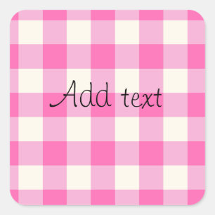 Pink Gingham Plaid Cottagecore Vierkante Sticker