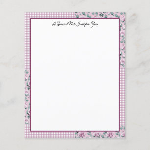 Pink Gingham Plaid en Rozen briefpapier