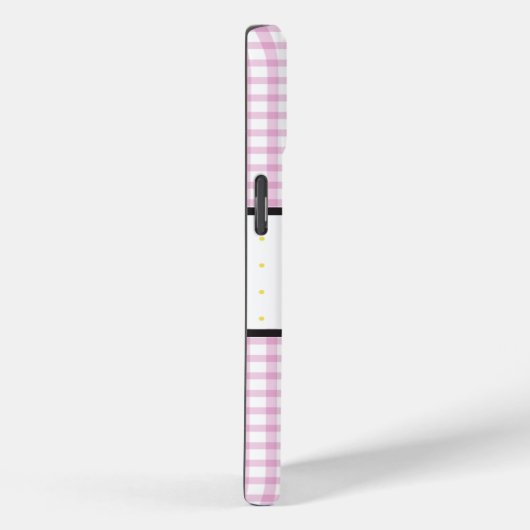 Pink Gingham Plaid Floral Monogram Case-Mate iPhone Case (Achterkant / Rechts)