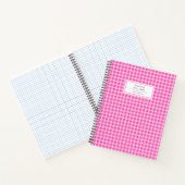  Pink Gingham Plaid gepersonaliseerd Notitieboek (Binnen)