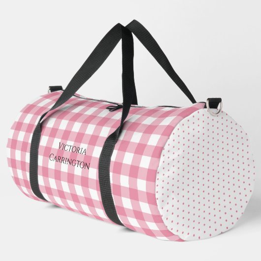 Pink Gingham Polkadot Vintage Personalized  Plunjezak (Linkerhoek)
