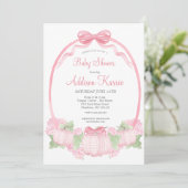 Pink Gingham Pompoen Baby shower Invitation Kaart (Staand voorkant)