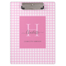 Pink Gingham Pset Pattern Cute Personalized
