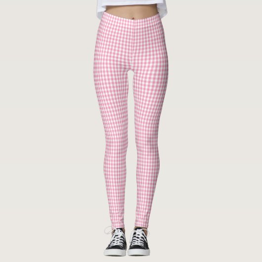 Pink Gingham Pset Pattern Leggings (Voorkant)