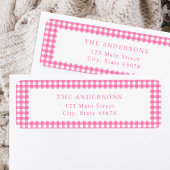 Pink Gingham Return Address Etiket
