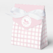 Pink Gingham Rocking Horse Baby Favorietas Bedankdoosjes (Voorkant Zijde)