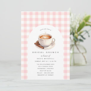 Pink Gingham Schattigee koffie Vrijgezellenfeest Kaart