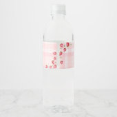 Pink Gingham Strawberry Verjaardag Waterfles Etiket (Achterkant)