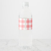 Pink Gingham Strawberry Verjaardag Waterfles Etiket (Achterkant)