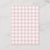 Pink Gingham Teddy Bear Diaper Raffle Ticket Informatiekaartje (Achterkant)