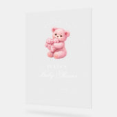 Pink Gingham Teddy Bear Neutral Baby Shower (Angle)