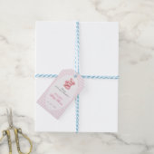 Pink Gingham Teddy Bear Neutral Baby Shower Cadeaulabel (Met Touw)