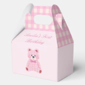 Pink Gingham Teddy Bedankdoosjes (Voorkant)