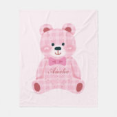 Pink Gingham Teddy Fleece Deken (Voorkant)