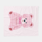 Pink Gingham Teddy Fleece Deken (Voorkant (Horizontaal))