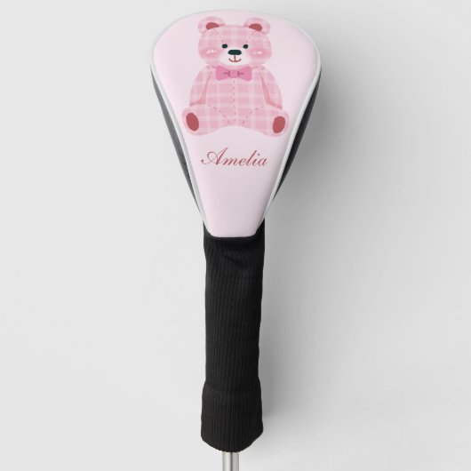 Pink Gingham Teddy Golfheadcover (Voorkant)