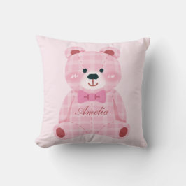 Pink Gingham Teddy Kussen