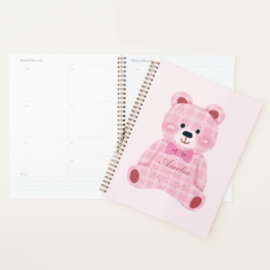 Pink Gingham Teddy Planner (Display)