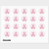 Pink Gingham Teddy Ronde Sticker (Vel)