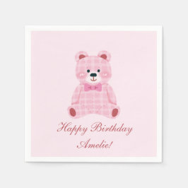Pink Gingham Teddy Servet