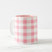 Pink Gingham Tweekleurige Koffiemok (Voorkant links)