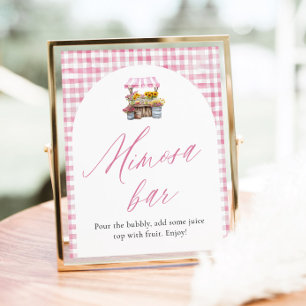 Pink Gingham vers van de markt Mimosa teken Poster