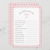 Pink Gingham Vind de gast die douche spel Kaart (Voorkant / Achterkant)