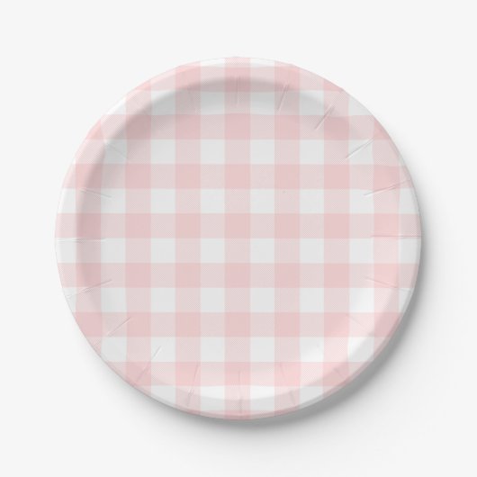 Pink Gingham voor Paashaas & Egg Paper Bord (Voorkant)