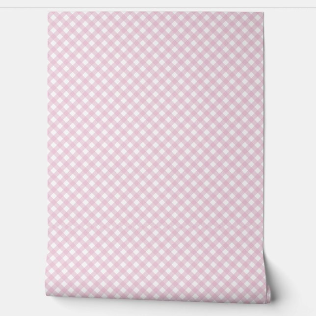 Pink Gingham Wall Pattern Behang (Afrollen)