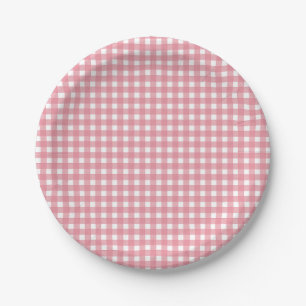 Pink Gingham Western Party Papieren Bordje