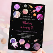 Pink Girl Astronaut Space Birthday Kaart