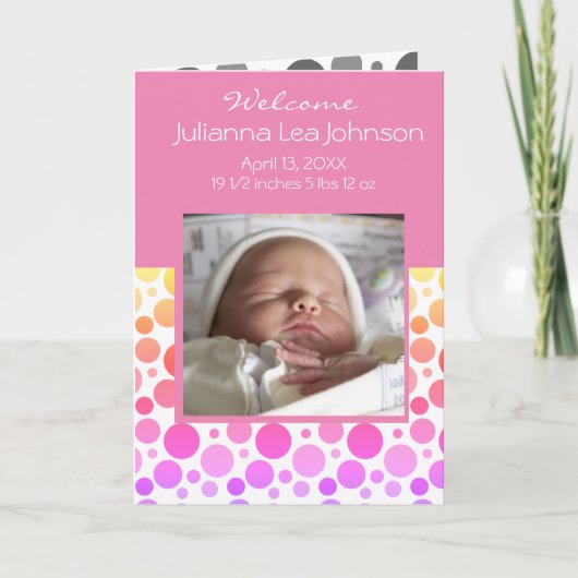Pink Girl Baby Arrival Faire-part (Devant)