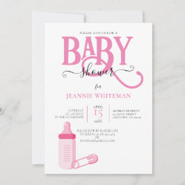 PINK GIRL BABY SHOWER MET BABY FLES KAART