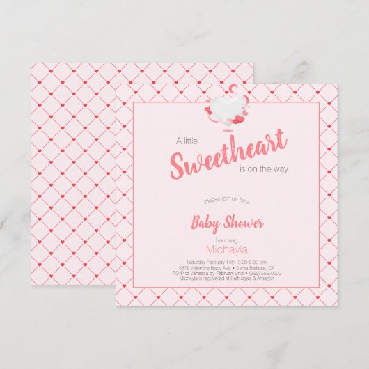 Pink Girl Baby shower Sweetheart is onderweg Kaart (Voorkant / Achterkant)