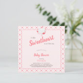 Pink Girl Baby shower Sweetheart is onderweg Kaart (Staand voorkant)