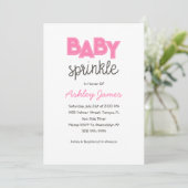 Pink Girl Baby Sprinkle Invitation Kaart (Staand voorkant)