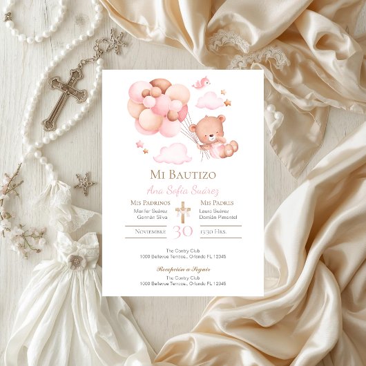 Pink Girl Baptism Invitation