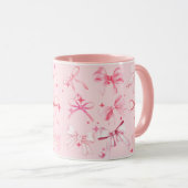 Pink Girl Coquette Bow Print Mug Kawaii (Devant droit)