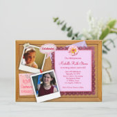 Pink Girl Corkboard Creative Birthday Invitation (Debout devant)